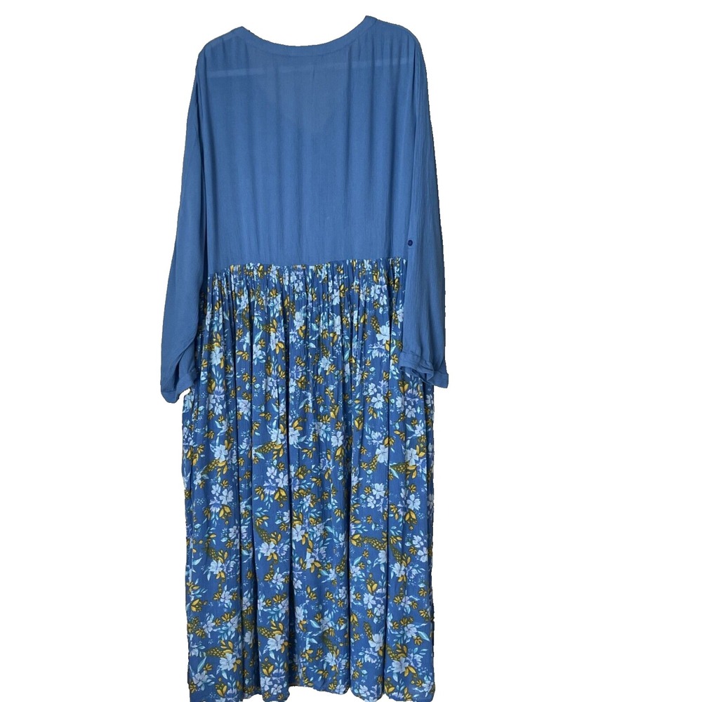 Woman Within Blue Yellow Floral Maxi Button Front Cottage Boho Modest Size 28W - Picture 9 of 9